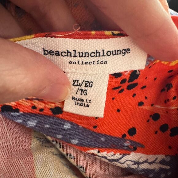 Orange Print Dress Beach Lunch Lounge Cotton Linen Rayon XL - Picture 8 of 8